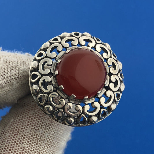 Designer Doug Paulus DP Sterling Silver 925 Carnelian Statement Cocktail Ring