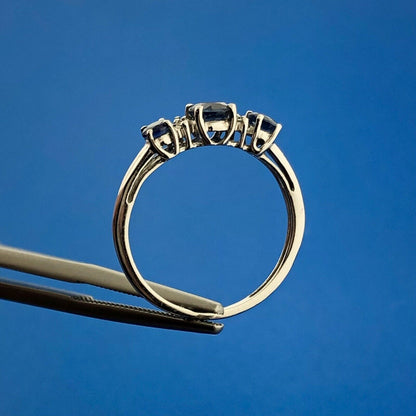 14K White Gold Sapphire Diamond September Anniversary Occasion Stackable Ring