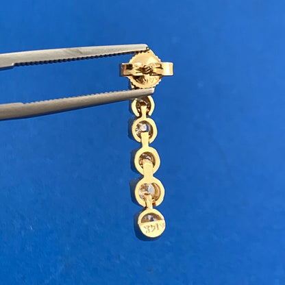 14K Yellow Gold Graduated Round Diamond Statement Stud Earrings