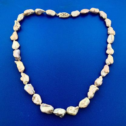 Vintage Sterling Silver Freshwater Pearl Gray Yellow Pink Cream Nugget Necklace