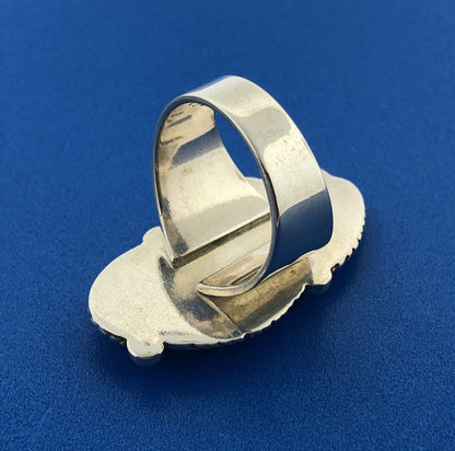 Carolyn Pollack Relios 925 Sterling Silver Turquoise Coral Squash Blossom Ring