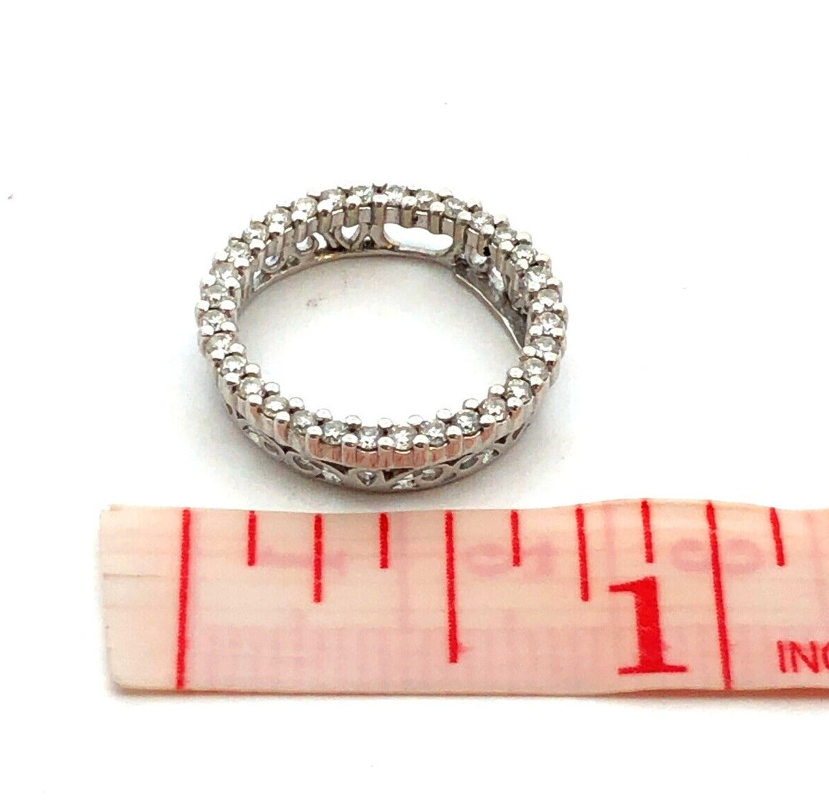 Designer JX 14K White Gold Round Diamond Eternity Anniversary Pendant