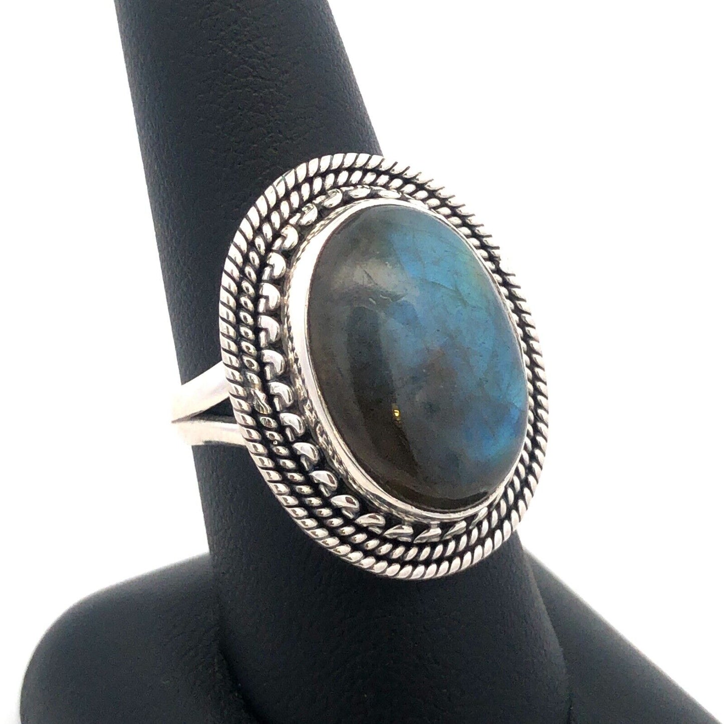 Designer YS 925 Sterling Silver Oval Labradorite Statement Ring