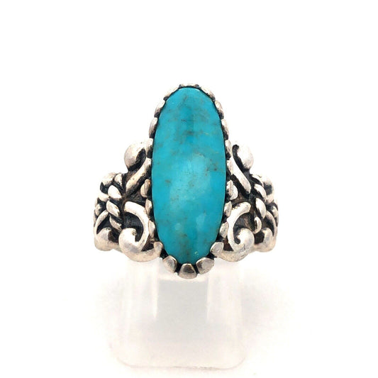 Native American Carolyn Pollack Anglo 925 Sterling Silver Oval Turquoise Ring