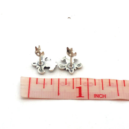 Designer 925 Sterling Silver Fleur De Lis Statement Stud Earrings
