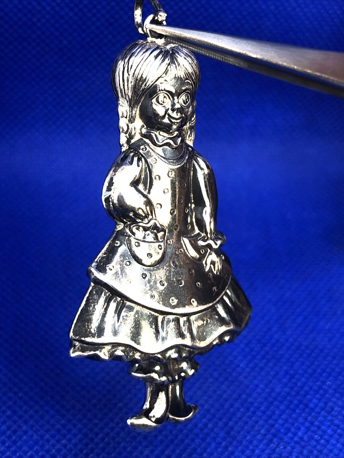 Vintage Designer RM Trush 1979 925 Sterling Silver 3D Girl in Dress Ornament