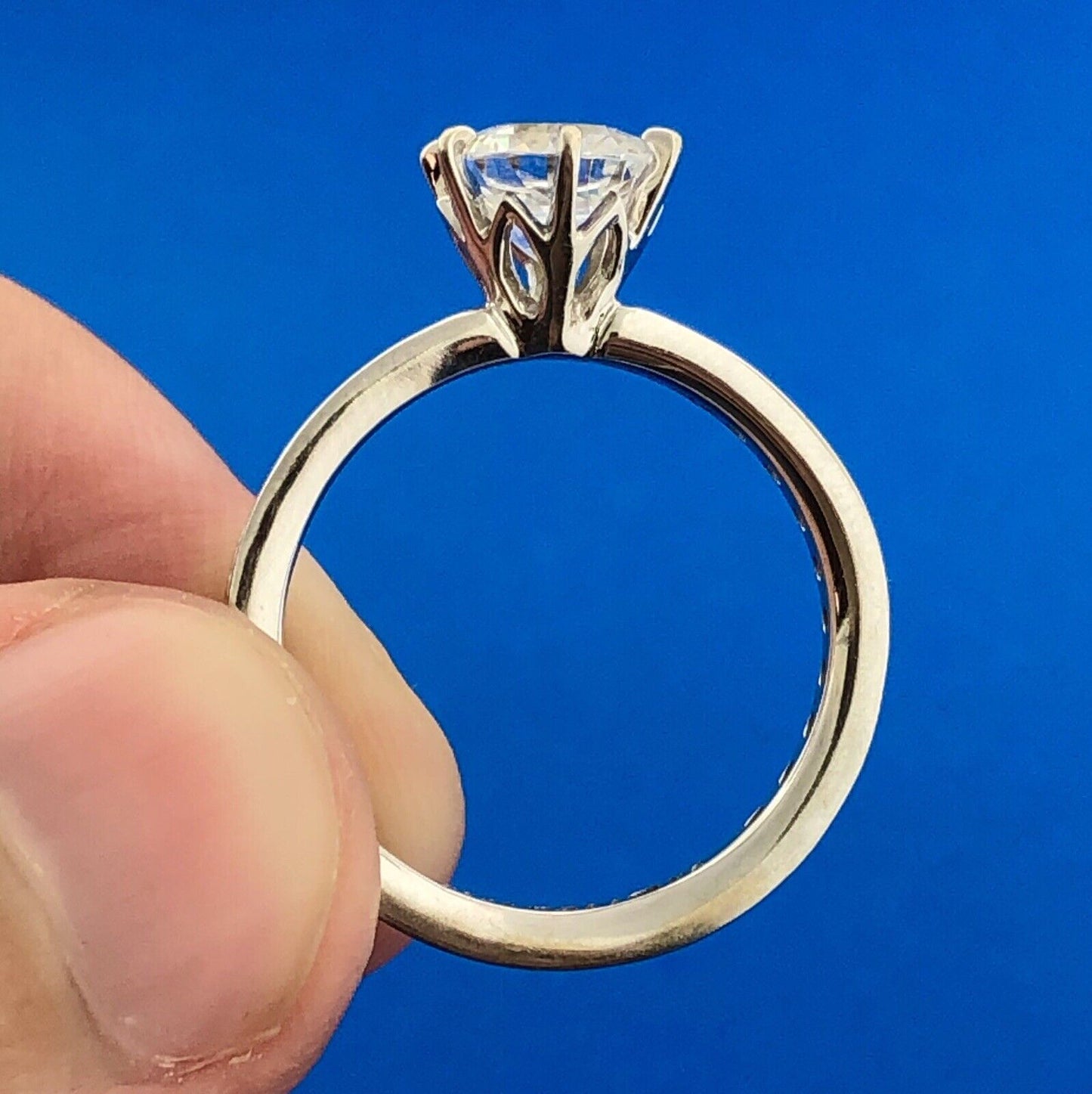 Designer SW 14K White Gold Cubic Zirconia CZ Solitaire Accents Eternal Love Ring