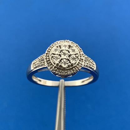 Designer 925 Sterling Silver Diamond Cluster Engagement Anniversary Ring