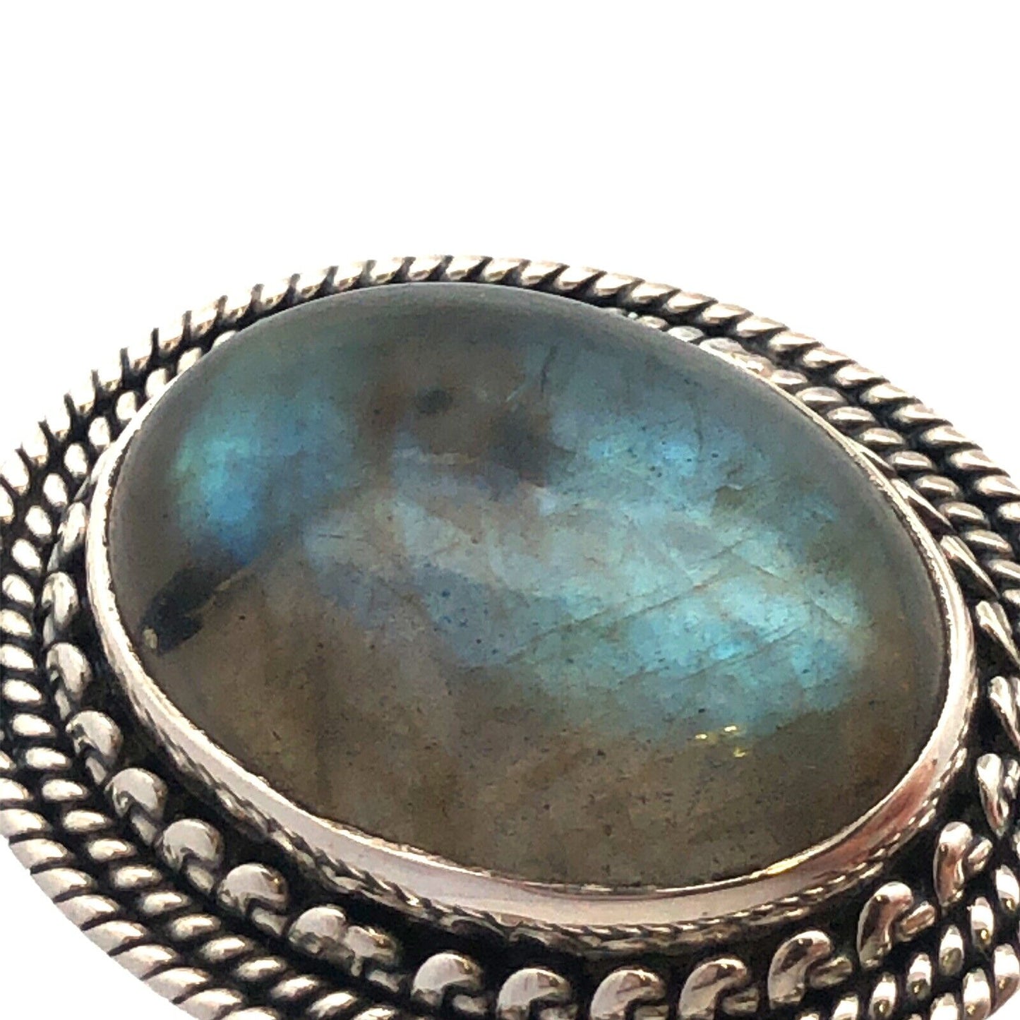 Designer YS 925 Sterling Silver Oval Labradorite Statement Ring