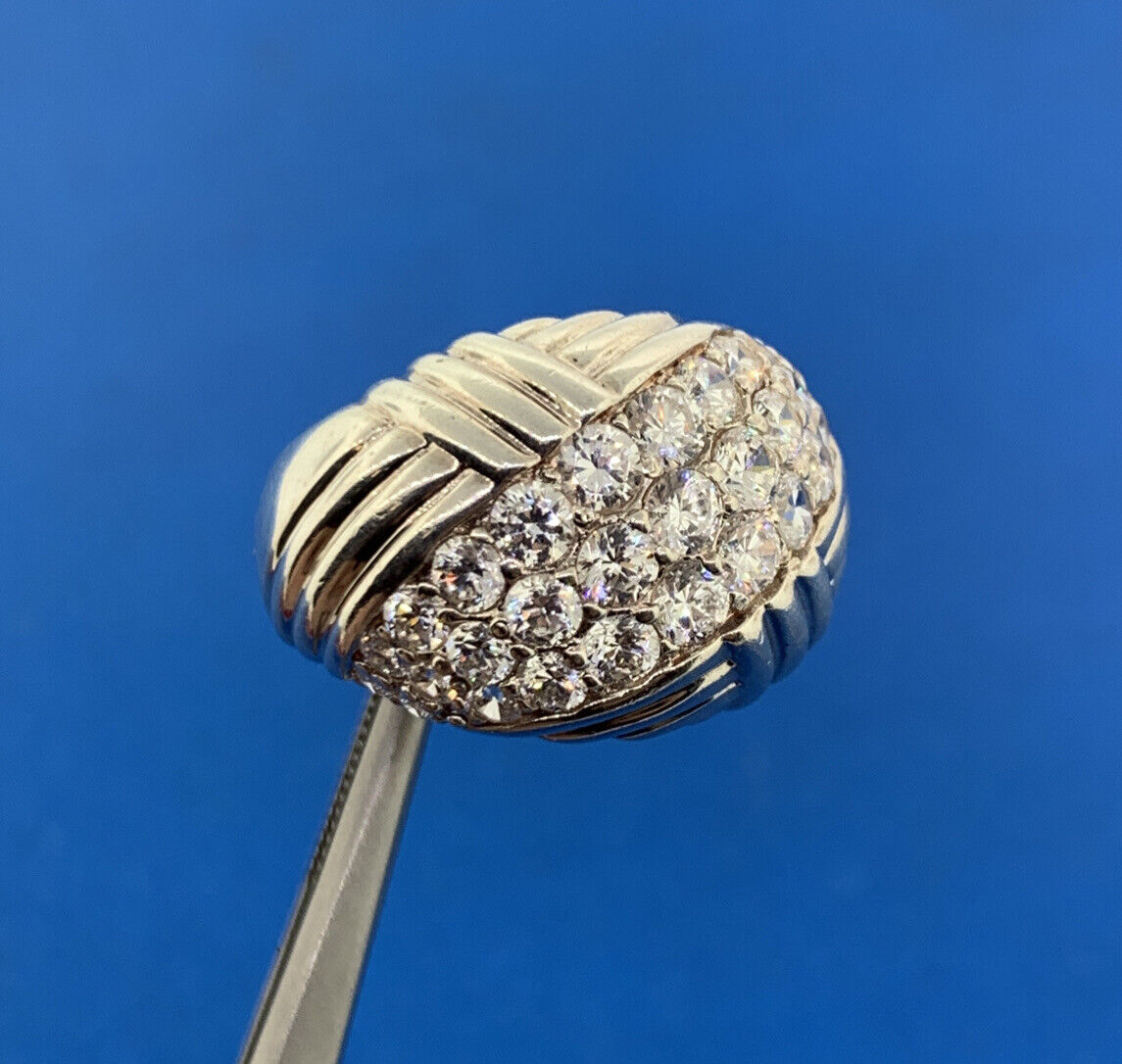 Designer Sterling Silver 925 Cubic Zirconia Tapered Statement Dome Ring