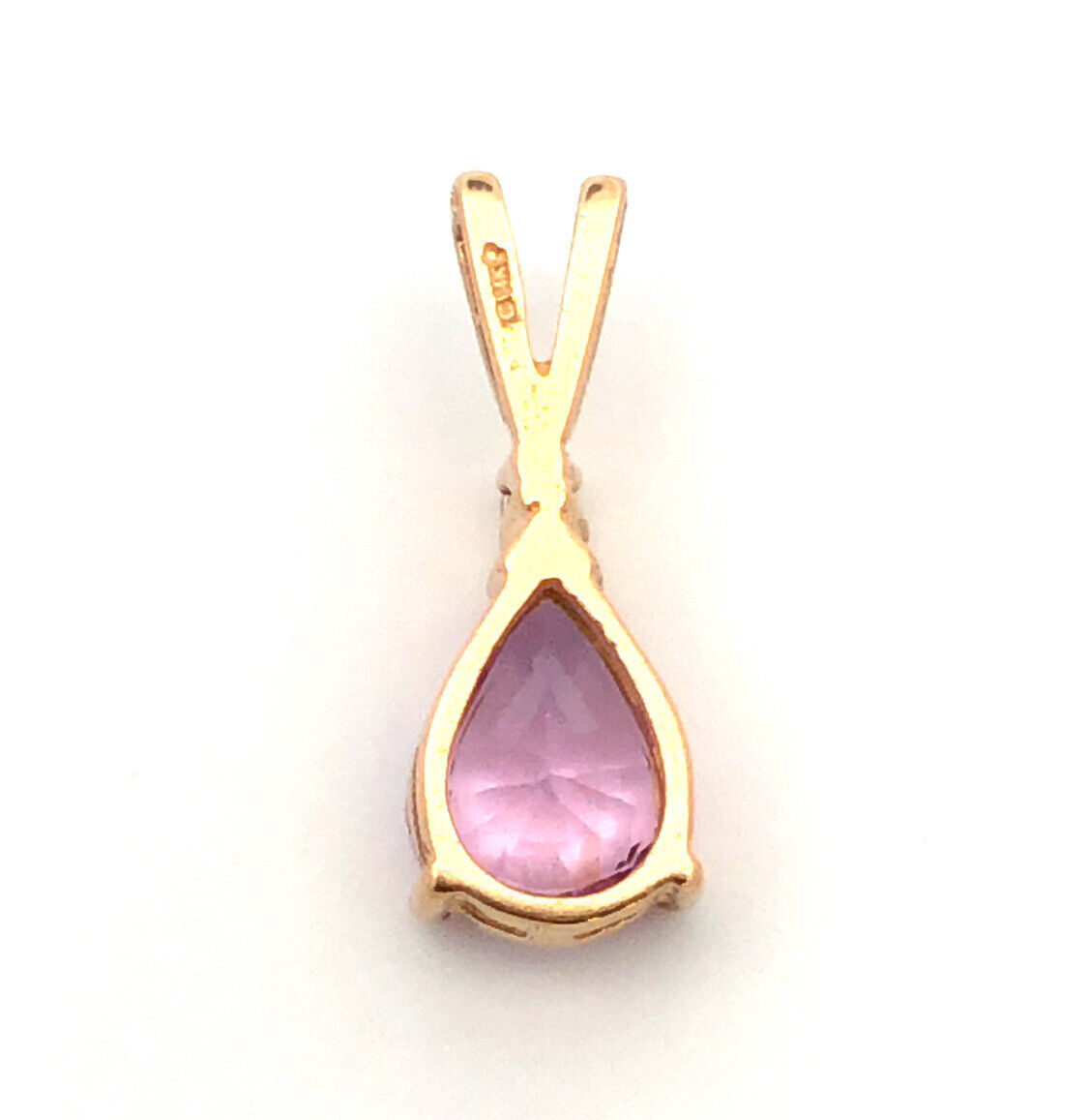 Designer 14K Yellow Gold Pear Amethyst & Round Diamond Accent Drop Pendant