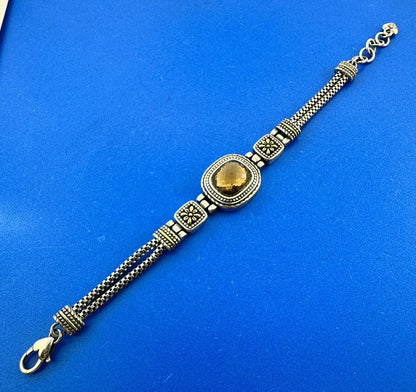 Designer Brighton Two Tone Silver Plated Cushion Cut Cubic Zirconia Bracelet