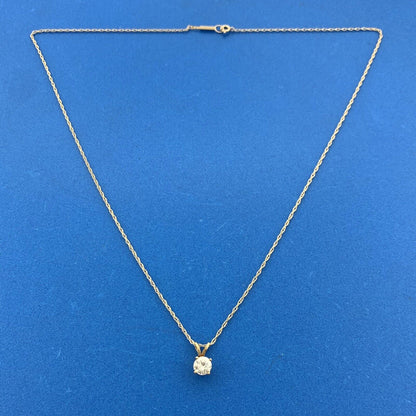 Designer 14K Yellow Gold Round Diamond Solitaire Anniversary Pendant Necklace