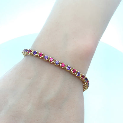 Ross Simons 18K Yellow Gold Custom Amethyst Ruby Statement Tennis Bracelet