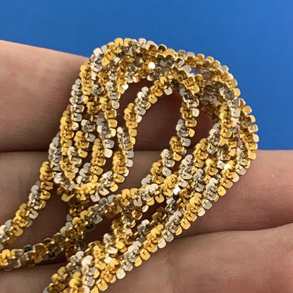 Designer Italy 14K White Yellow Gold Popcorn Fancy Link Chain Necklace