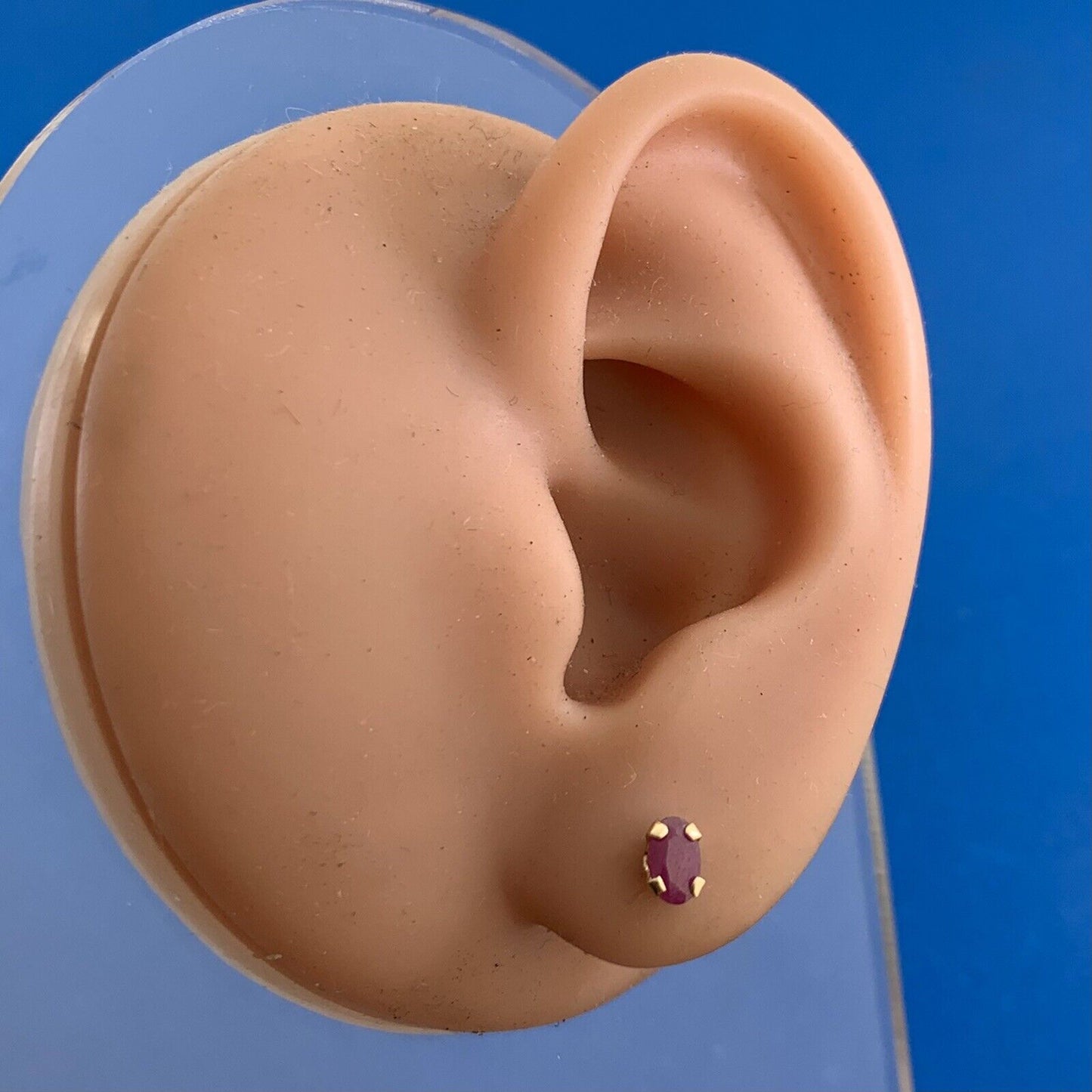 Designer 14K Yellow Gold Oval Ruby Stud Earrings