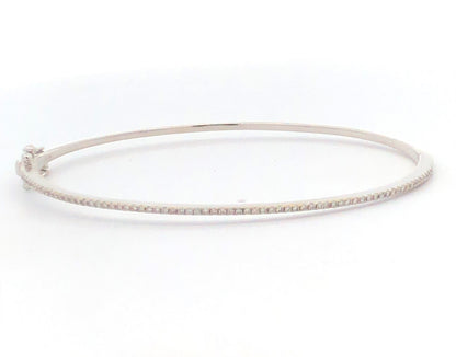 Designer 14K White Gold Pave Round Diamond Hinged Bracelet