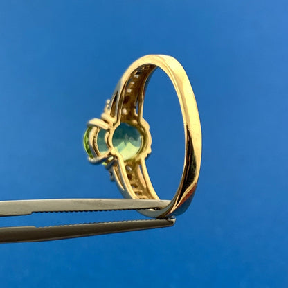 Designer 14K Yellow Gold Oval Peridot Diamond Accent August Anniversary Ring