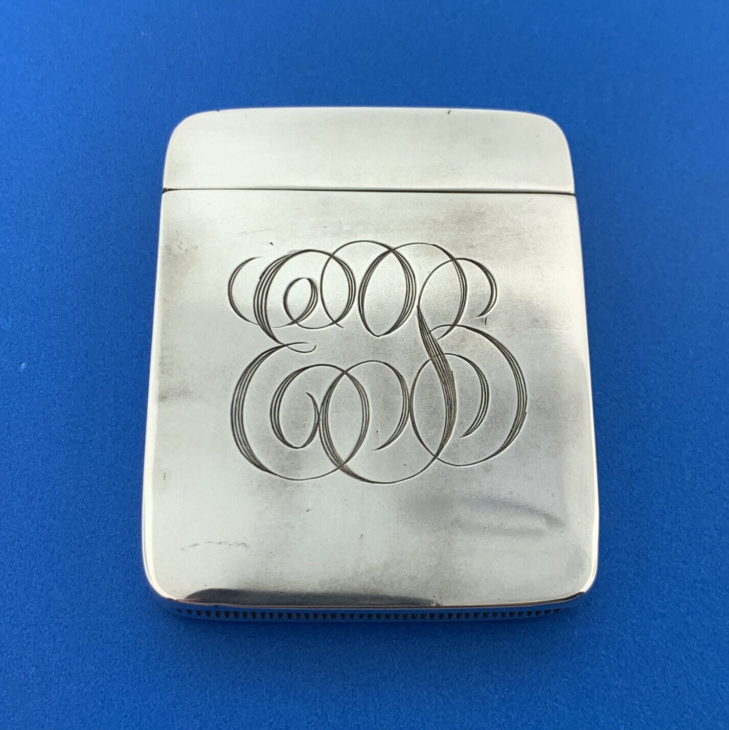 Victorian Art Nouveau 925 Sterling Silver Monogrammed Match Safe Vesta Case