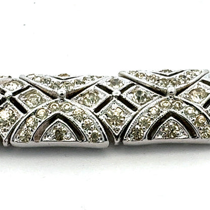 Sparkling Silver Tone Cubic Zirconia CZ Statement Tennis Bracelet