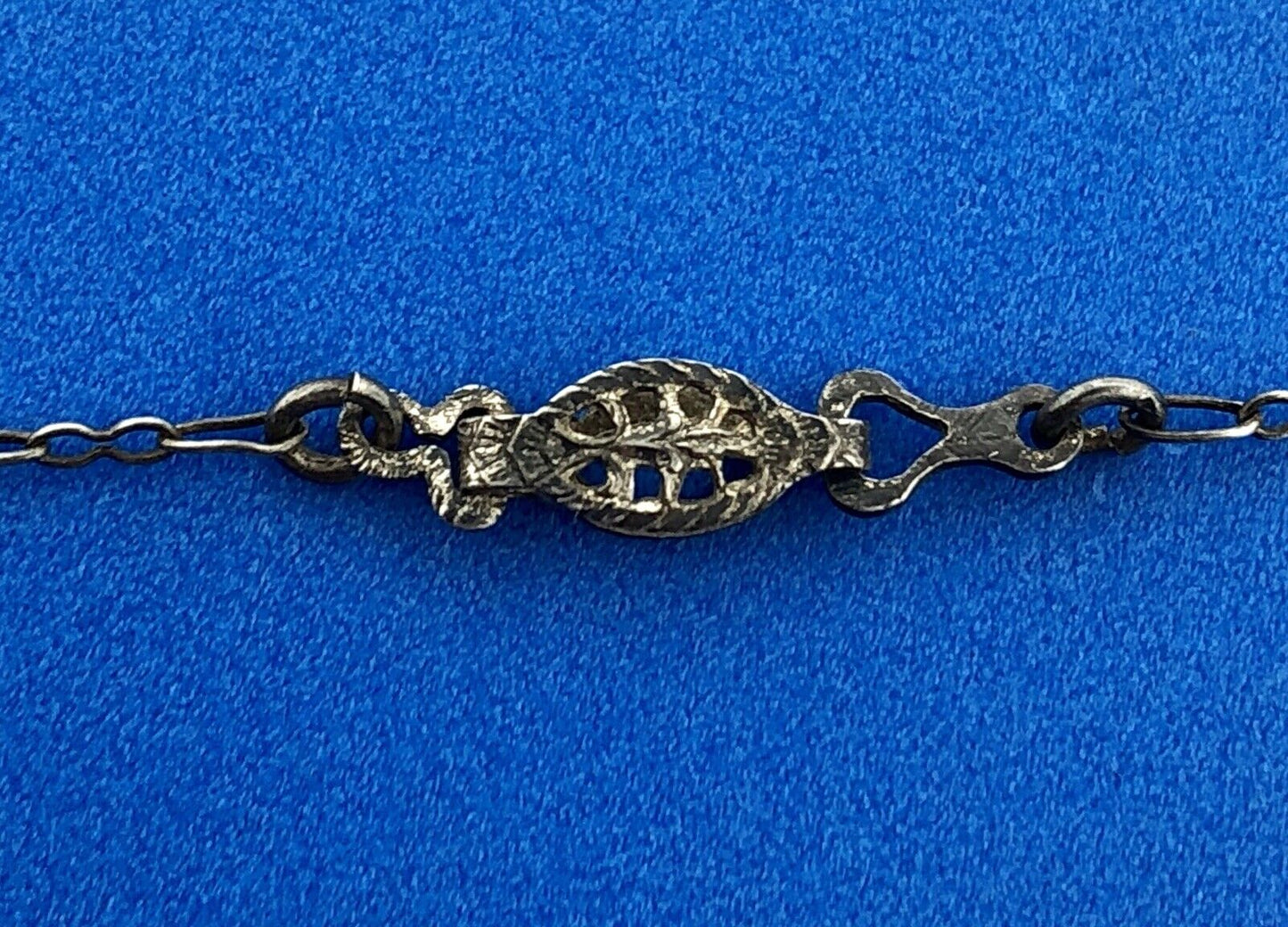 Victorian Sterling Silver 925 Guilloche Enamel Rose Filigree Childs Necklace