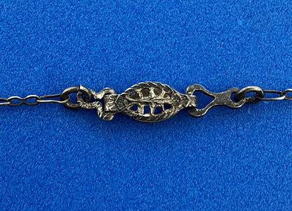 Victorian Sterling Silver 925 Guilloche Enamel Rose Filigree Childs Necklace