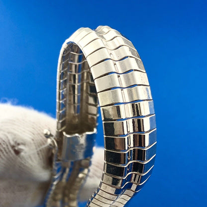 Designer Milor Italy 925 Sterling Silver Textured Snake Flex Band Bracelet