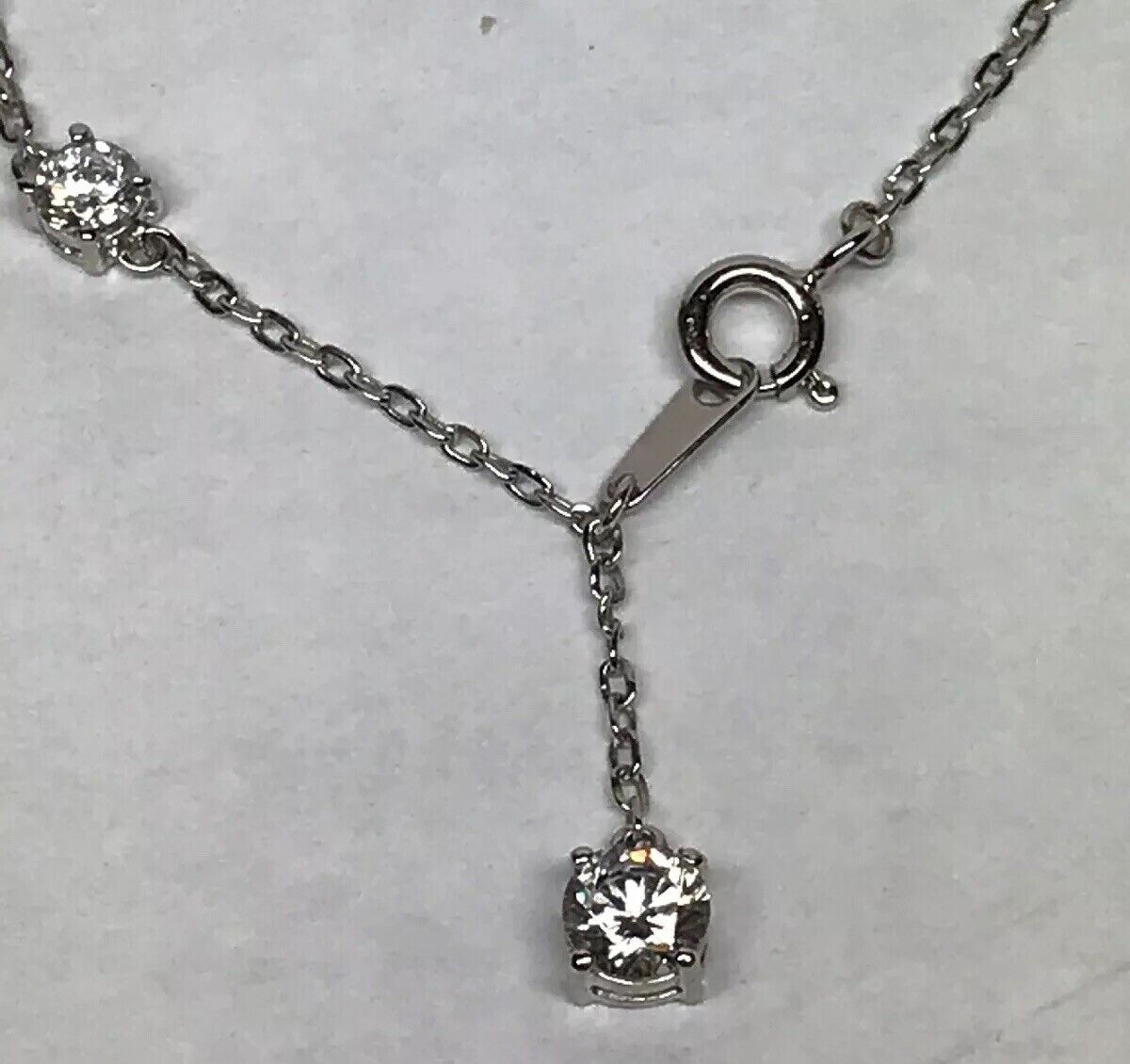 Designer SV Sterling Silver 925 Cubic Zirconia CZ Station Ankle Bracelet