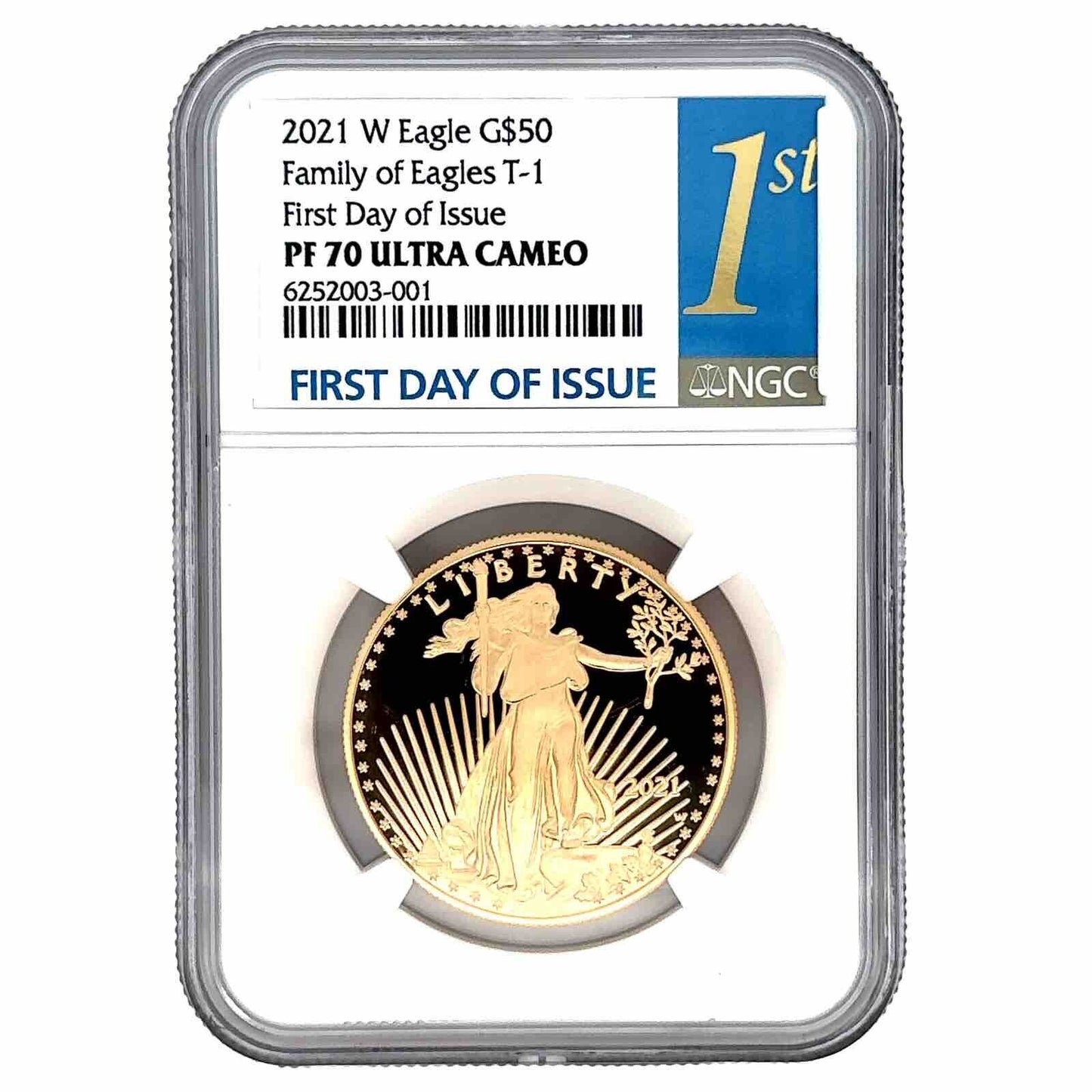 2021-W $50 Gold Eagle Type 1 NGC PF70UCAM First Day of Issue Proof 1oz Coin