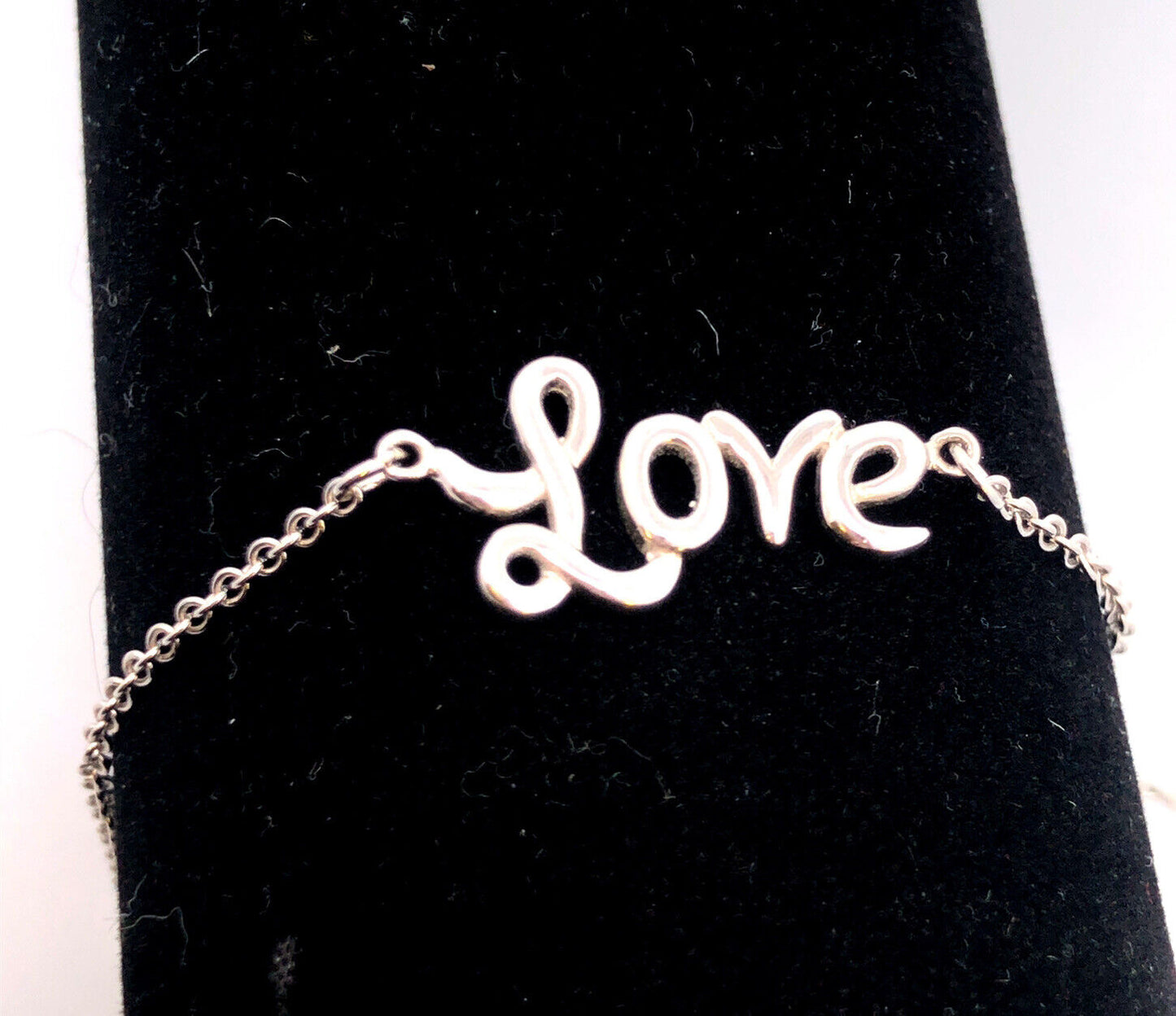 Designer 925 Sterling Silver Cursive Love Chain Valentines Anklet