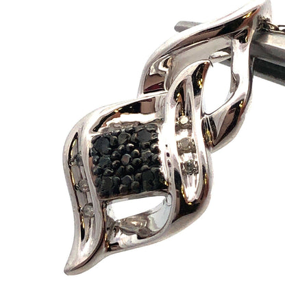 Designer SUN Sterling Silver Black White Diamond Infinity Anniversary Necklace