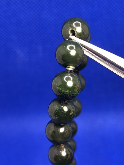 Estate Jade Imperial Wealth & Protection Gem Round Hand Knotted Bead Necklace