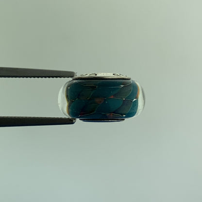 Chamilia 925 Sterling Silver Aqua Purple Striped Murano Glass Bracelet Charm