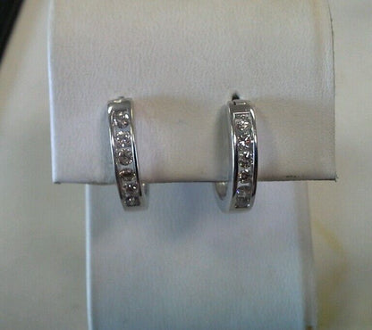 14k White Gold ZEI Diamond Hoop Earrings