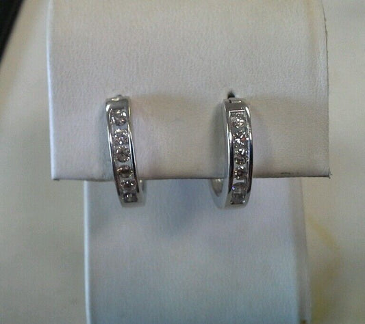 14k White Gold ZEI Diamond Hoop Earrings