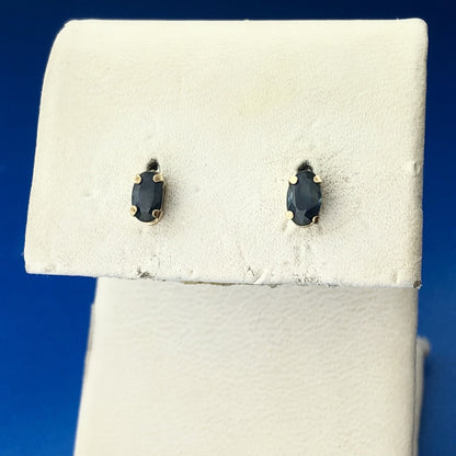 10K Yellow Gold Oval Sapphire Birthstone Starter Stud Earrings