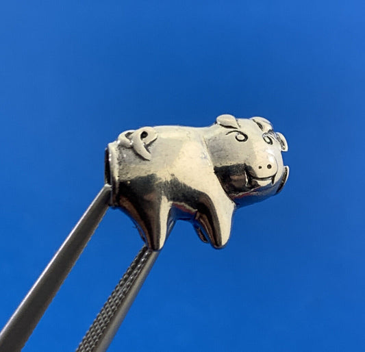 Authentic KALIA 925 Sterling Silver Little Piggy Hog Slide Bracelet Charm