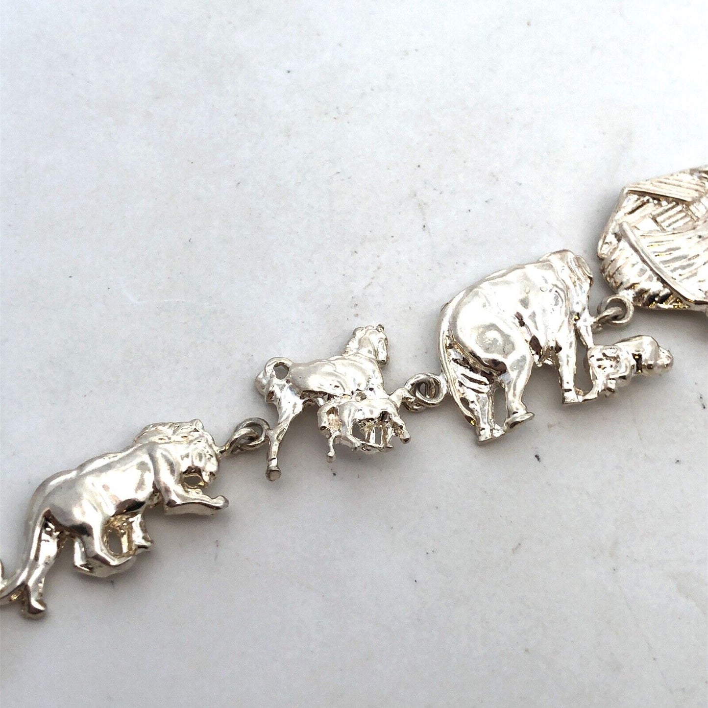 Designer 925 Sterling Silver Noah's Ark Animals Panel Bracelet