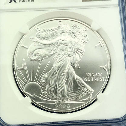 2020 U.S. State Series $1 American Silver Eagle NGC Mint State 70 Michigan Auto