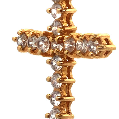 Designer 925 Sterling Silver Vermeil Cubic Zirconia CZ Cluster Cross Pendant