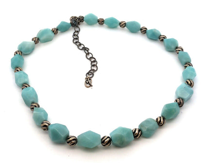 Carolyn Pollack 925 Sterling Silver Faceted Aventurine Bead Statement Necklace