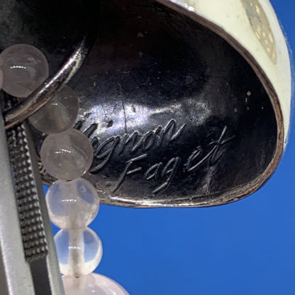 Mignon Faget 925 Sterling Silver Rose Quartz Jasper Moon Snail Beaded Necklace