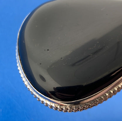 Stunning Sterling Silver 925 Cabochon Wide Onyx Teardrop Dangle Pendant