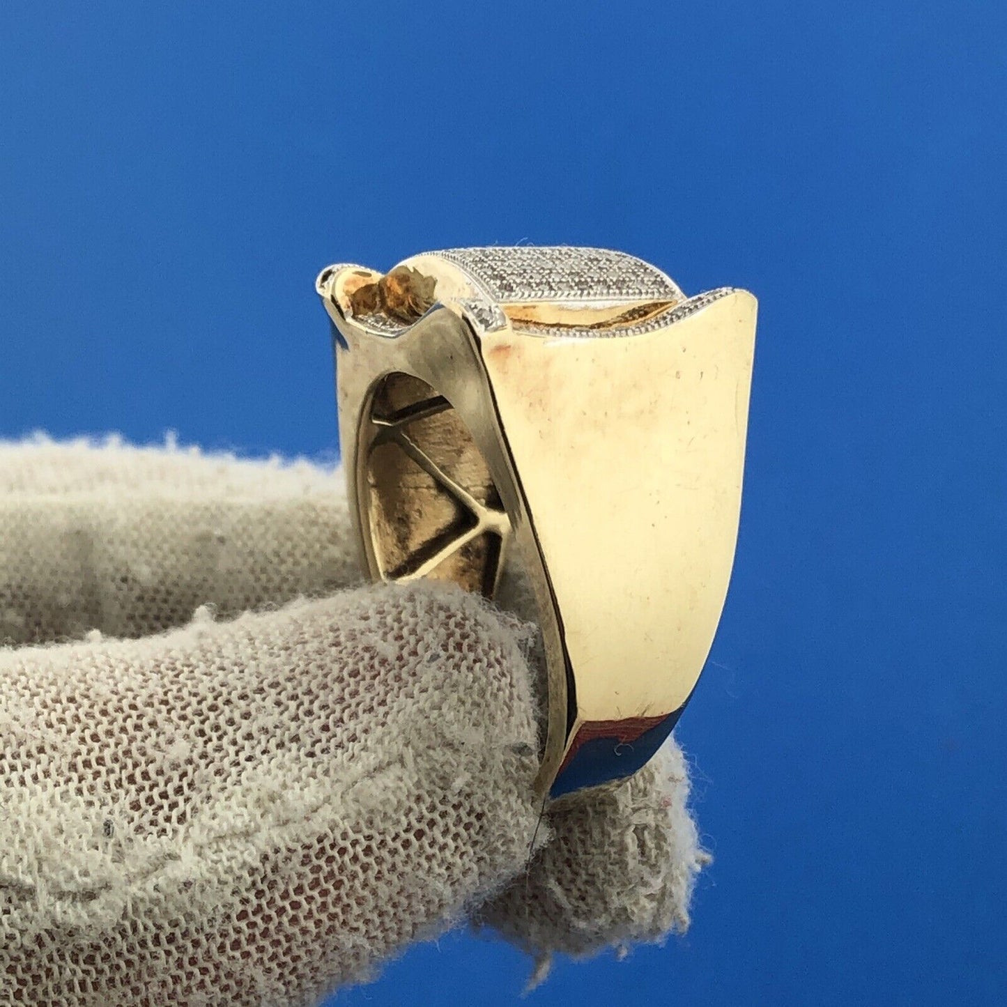 Gorgeous 10k Yellow Gold 0.5ct Round Cut Diamond Statement Ring Size 10