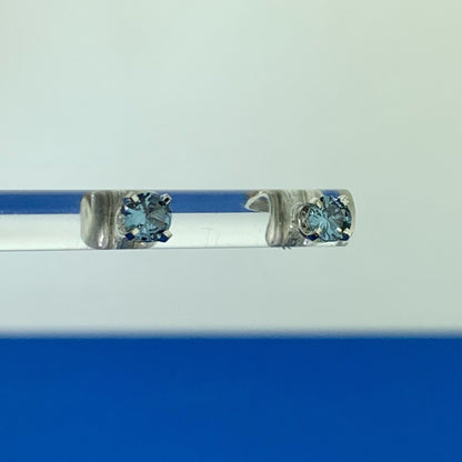 Designer 14K White Gold Aquamarine March Birthday Occasion Starter Stud Earrings