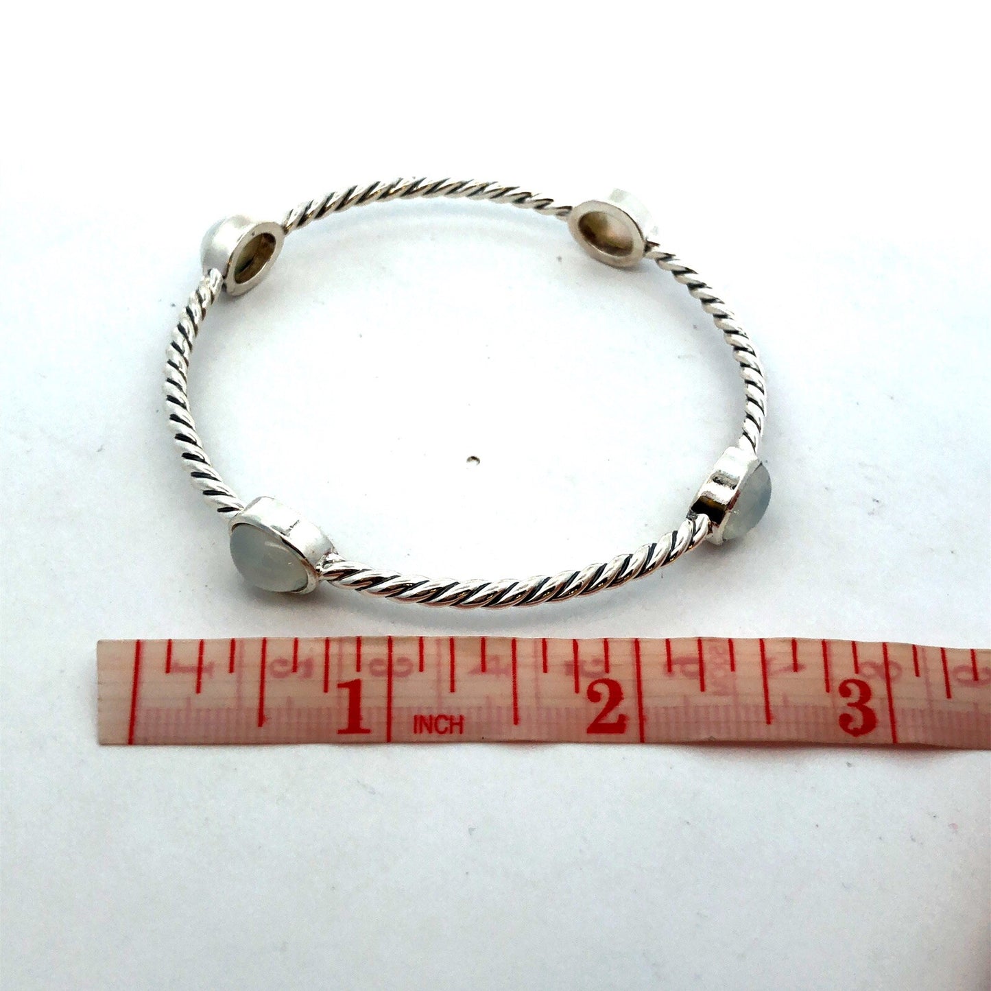 925 Sterling Silver David Yurman Classic Cable Moonstone Station Bracelet