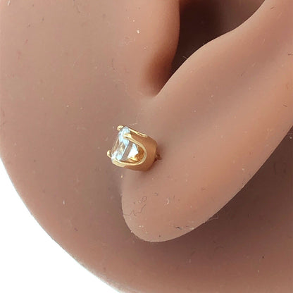 Gorgeous 14k Yellow Gold Round Cut White Topaz Stud Earrings