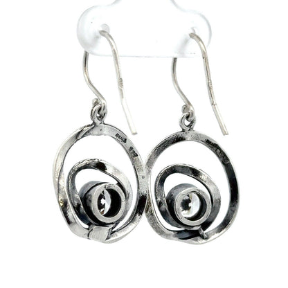 Designer Israel 925 Sterling Silver Cubic Zirconia Crop Circle Dangle Earrings