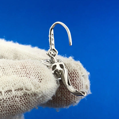 Designer 925 Sterling Silver White Topaz Diamond Accent November Dangle Earrings