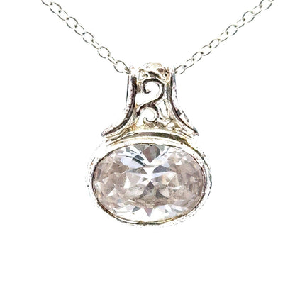 Designer 925 Sterling Silver Cubic Zirconia East West Scroll Statement Pendant